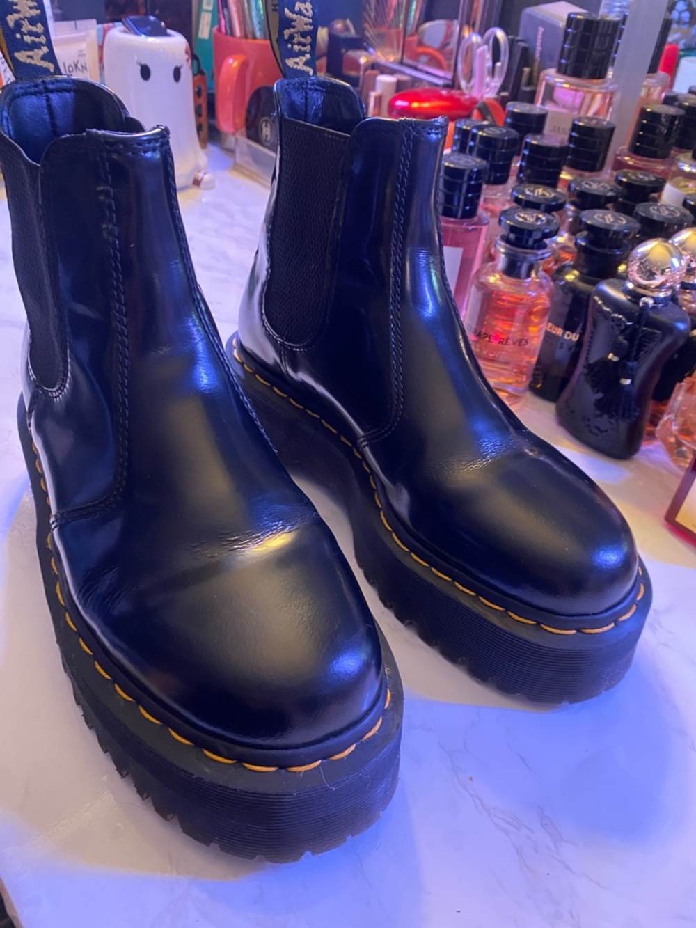 Dr. Martens Black Leather Platform Chelsea Boots